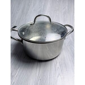 Wolfgang Puck Cafe Collection 5qt Dutch Oven Stainless Steel Pot Glass Lid